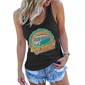 Vintage Retro Vw Bus Keep Moving Forward Sunshine Women Flowy Tank - Monsterry