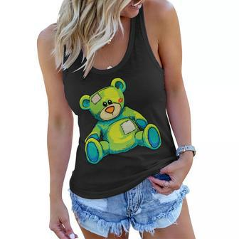 Vintage Torn Colorful Teddy Bear Tshirt Women Flowy Tank - Monsterry