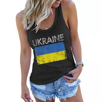 Vintage Ukraine Ukrainian Flag Pride Gift Tshirt Women Flowy Tank - Monsterry AU