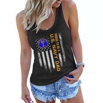 Vintage Usa American Flag Proud To Be Us Navy Military Dad Gift Women Flowy Tank - Monsterry UK