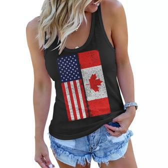 Vintage Usa Canadian Flag Women Flowy Tank - Monsterry