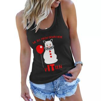 We All Meow Down Here Kitten Halloween Quote Women Flowy Tank - Monsterry