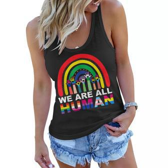 We Are All Human Pride Ally Rainbow Lgbt Flag Gay Pride Women Flowy Tank - Thegiftio UK