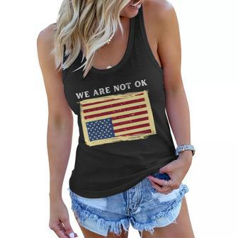 We Are Not Ok Upside Down Usa Flag In Distress Women Flowy Tank - Monsterry DE