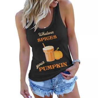 Whatever Spices Your Pumpkin Smoothies Fall Women Flowy Tank - Seseable