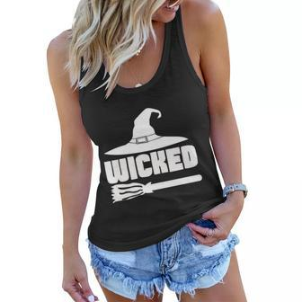 Wicked Witch Hat Broom Halloween Quote Women Flowy Tank - Monsterry