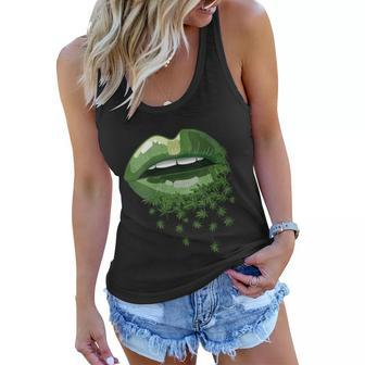 Womens Funny Sexy Lips 420 Cannabis Marijuana Weed Gifts Picture Graphic Design Printed Casual Daily Basic Women Flowy Tank - Thegiftio UK