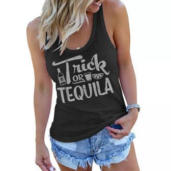 Womens Funny Trick Or Tequila Halloween Drinking Women Flowy Tank - Seseable
