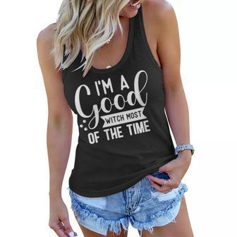 Womens Halloween Im A Good Witch Most Of The Time Women Flowy Tank - Seseable