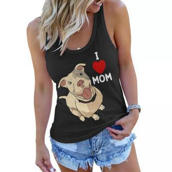 Womens I Love Mom Valentines Day Cute Dog Pitbull Mama V Day Pajama Women Flowy Tank - Thegiftio UK