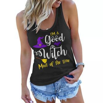 Womens Im A Good Witch Most Of The Time Funny Sayings Halloween Women Flowy Tank - Seseable