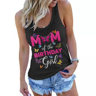Womens Mom Of The Birthday Girl Butterfly Mama Mommy 1St Bday Women Flowy Tank - Seseable