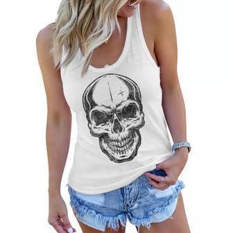 Angry Skeleton Scull Scary Horror Halloween Party Costume Women Flowy Tank - Seseable