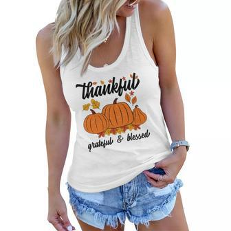 Autumn Thankful Grateful Blessed New Fall Gift Women Flowy Tank - Seseable