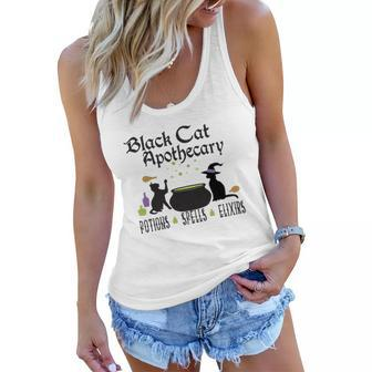 Black Cat Apothecary Halloween Gift Potions Spells Elixers Women Flowy Tank - Seseable
