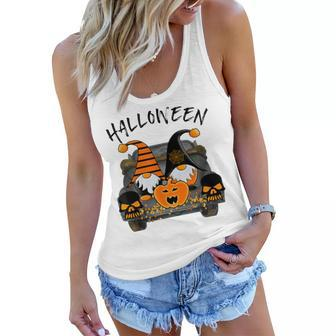 Boo Pumpkin Witch Gnomes In Halloween Truck Funny Holiday V2 Women Flowy Tank - Seseable
