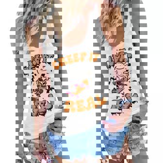 Creep It Real Funny Ghost Halloween Pumpkin Trick Or Treat Women Flowy Tank - Seseable