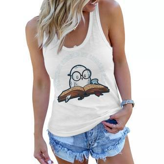 Cute Owl Reading Book Librarian Lover Library Day 2022 Graphic Design Printed Casual Daily Basic Women Flowy Tank - Thegiftio UK