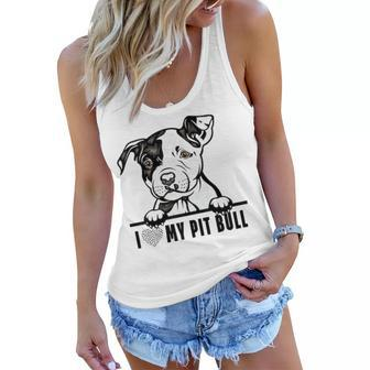 Dogs 365 Pit Bull Dog I Love My Pet Cute Pitbull Women Flowy Tank - Thegiftio UK
