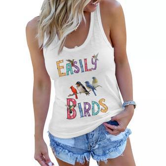 Easily Distracted By Birds Gift Funny Bird Gift Women Flowy Tank - Monsterry DE