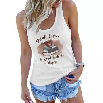Fall Coffee Drink Coffee And Read Book Be Happy Women Flowy Tank - Seseable