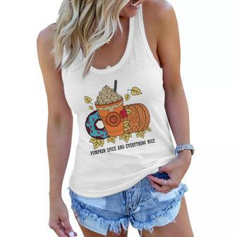 Fall Pumpkin Spice And Everything Nice Donut Coffee Women Flowy Tank - Seseable