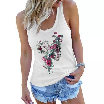 Fashion Novelty Skull Flowers Print T High Quality Hipster Cool Male Tops Clothing Graphic Design Printed Casual Daily Basic Women Flowy Tank - Thegiftio