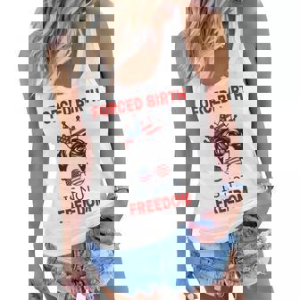 Forced Birth Is Not Freedom Messy Bun Feminist Pro Choice Women Flowy Tank - Thegiftio UK