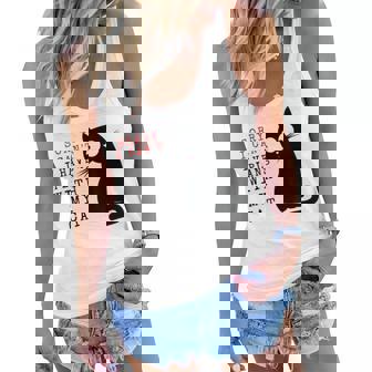 Funny Black Cat Sorry I Cant I Have Plans With My Cat Women Flowy Tank - Thegiftio