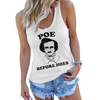 Funny Edgar Allan Poe Poe Before Hoes Reading Women Flowy Tank - Seseable