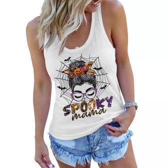 Halloween Spooky Mama Costume Messy Bun Spider Web For Mom Women Flowy Tank - Seseable