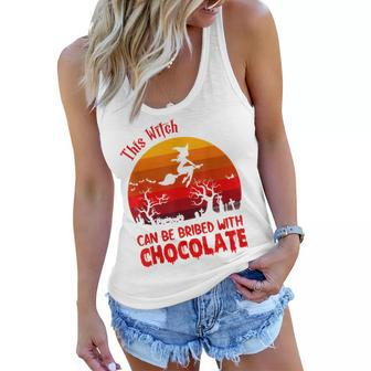 Halloween This Witch Can Be Bribed With Chocolate Retro Women Flowy Tank - Seseable