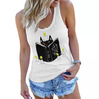 Halloween Witch Kitty Black Magic Cat Graphic Women Flowy Tank - Seseable