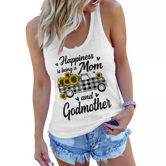 Happiness Is Being A Mom And Godmother Sunflower Gifts Women Flowy Tank - Thegiftio