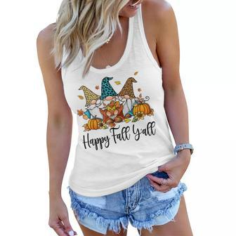 Happy Fall Yall Funny Gnomes With Pumpkins Thanksgiving Women Flowy Tank - Thegiftio UK