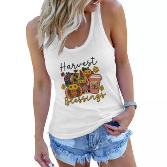 Harvest Blessings Fall Presents Gnomes Coffee Flowers Women Flowy Tank - Seseable