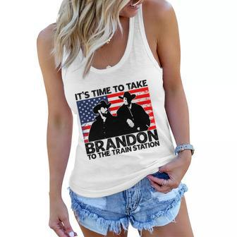 Its Time To Take Brandon To The Train Station America Flag Funny Its Time To Tak Women Flowy Tank - Monsterry