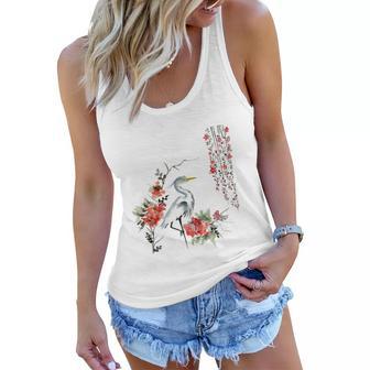 Japanese Art Crane Bird Garden Stylish Design Women Flowy Tank - Monsterry DE