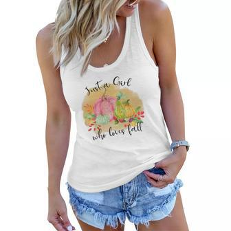 Just A Girl Who Loves Fall Colorful Gift Women Flowy Tank - Seseable