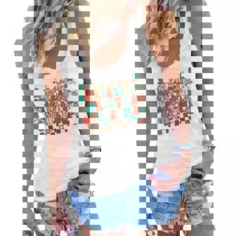 Merry Christmas Santa Hat Lights Family Christmas Groovy Women Flowy Tank - Thegiftio