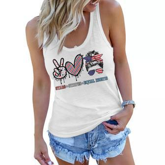 Messy Bun Stars Stripes Equal Rights 4Th July Womens Rights Women Flowy Tank - Seseable
