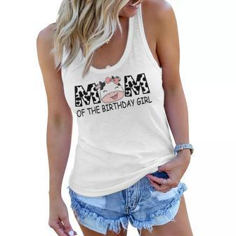 Mom Of The Birthday For Girl Cow Farm First Birthday Cow Women Flowy Tank - Seseable