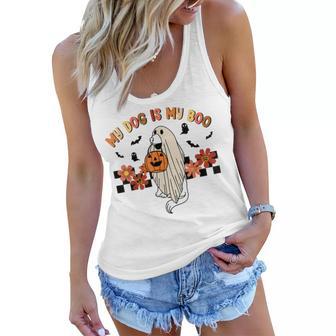 My Dog Is Boo Funny Dog Owner Boo Ghost Lover Halloween V3 Women Flowy Tank - Thegiftio UK