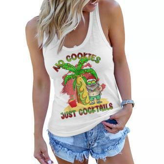 No Cookies Just Cocktails Funny Santa Christmas In July Women Flowy Tank - Seseable