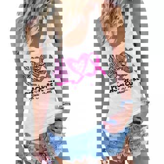 Peace Love Cure Pink Ribbon Leopard Cancer Breast Awareness Women Flowy Tank - Thegiftio