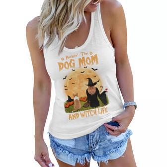 Rocking The Dog Mom And Witch Life Corgi Halloween Sweatshirt Women Flowy Tank - Thegiftio