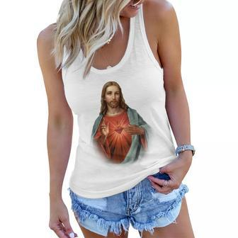 Sacred Heart Of Jesus Tshirt Women Flowy Tank - Monsterry