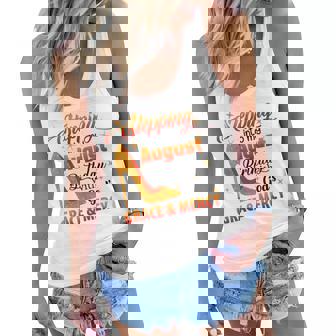 Stepping Into My August Birthday With Gods Grace And Mercy Women Flowy Tank - Thegiftio