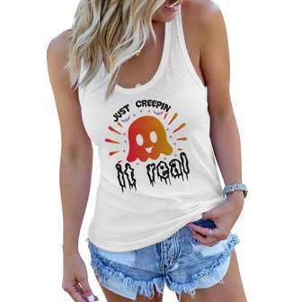 The Boos Just Creepin It Real Halloween Women Flowy Tank - Seseable