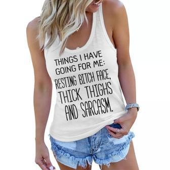 Thick Thighs And Sarcasm V2 Women Flowy Tank - Seseable